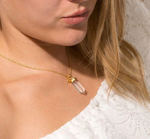 Load image into Gallery viewer, Spike Pencil Cut Clear Quartz Necklace
